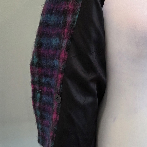 Lombardi Mohair Wool Coat Rainbow Plaid Vintage 80s Size 10 Made In USA - Picture 6 of 14